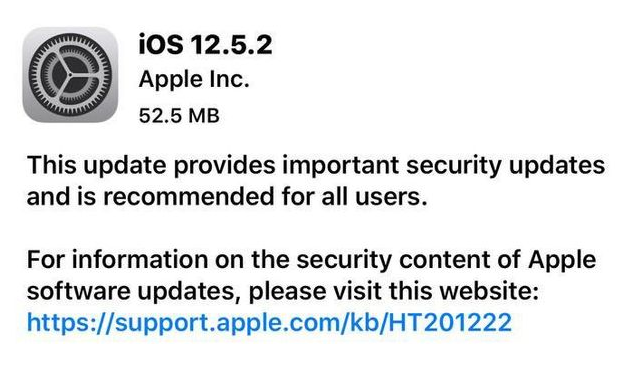 邵东苹果手机维修分享iOS12.5.2发布，建议所有老苹果用户安装 